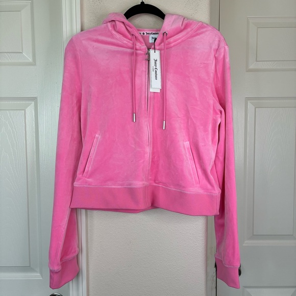 Juicy Couture OG BIG BLING VELOUR HOODIE Women's Pink Long Sleeve